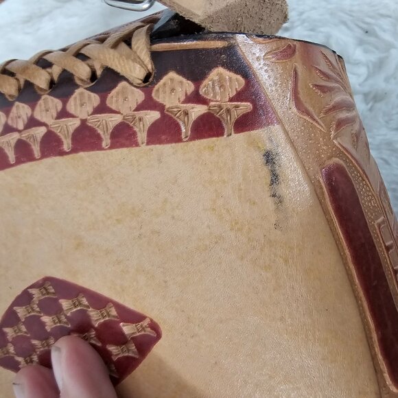 Brown Leather Mexico Mini Crossbody Boho Festival Hippie - Picture 9 of 11